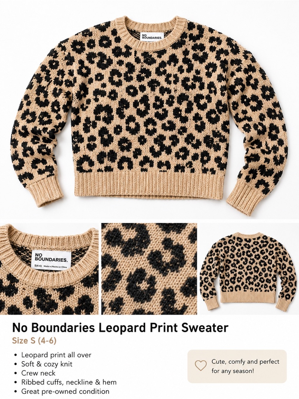 No Boundaries Leopard Print Sweater